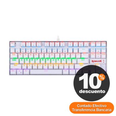 Teclado Redragon Gamer Mecanico Kumara Blanco Switch Rojo K552w