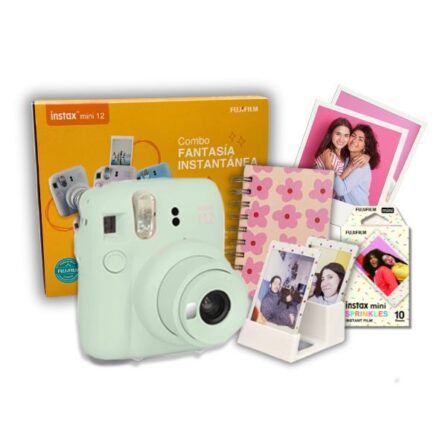 Combo Fantasía Cámara Instax Mini 12 + Rollo Sorpresa Regalo Verde Menta