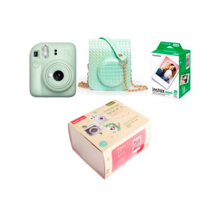 Combo Mágico Instax Fuji Mini 12 Verde + 20 Fotos + Estuche Verde