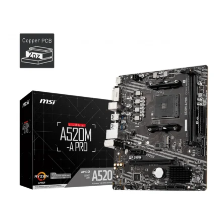 Motherboard | MSI | A520M-A PRO | AM4 DDR4 Micro-ATX con M.2 y HDMI