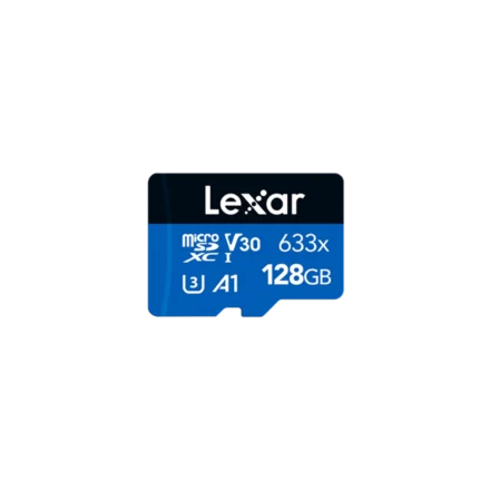 Tarjeta microSDXC Lexar 633x 128GB UHS-I C10 con adaptador Tarjeta microSDXC Lexar 633x 128GB UHS-I C10 con adaptador