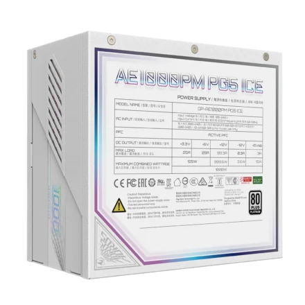 Fuente AORUS ELITE P1000W 80  Platinum Modular PCIe 5.0 PG5 ICE