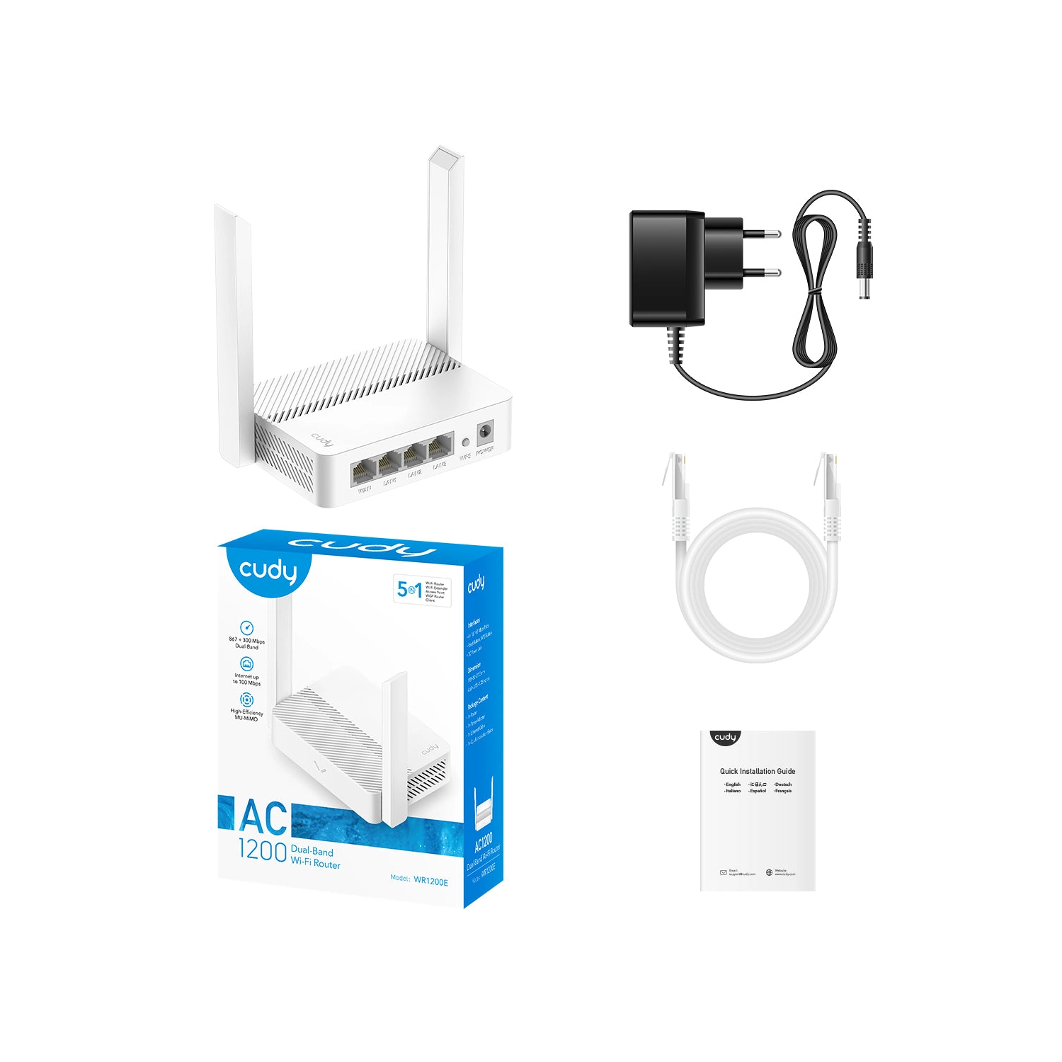 Router | Cudy | WR1200E | Wi‑Fi 5 AC1200 dual band con Beamforming - 4 Router | Cudy | WR1200E | Wi‑Fi 5 AC1200 dual band con Beamforming