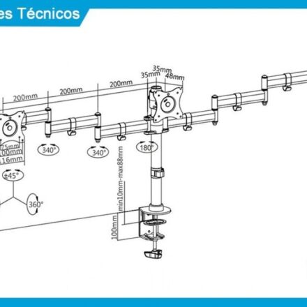 SOPORTE INTELAID DE ESCRITORIO TRIPLE 13/27 VESA 100X100 IT-DB3E