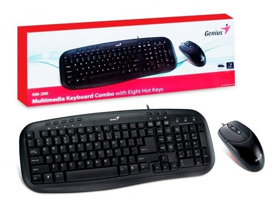 TECLADO + MOUSE COMBO USB GENIUS KM-200 SMART BLACK - 2 TECLADO + MOUSE COMBO USB GENIUS KM-200 SMART BLACK