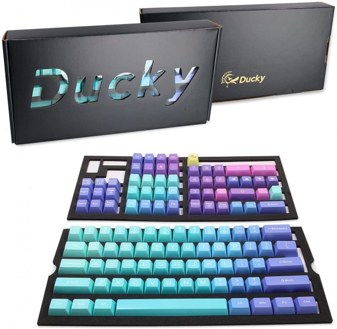 DUCKY KEYCAP SET AZURE SA US ABS SEAMLESS DOUBLE SHOT - 12 DUCKY KEYCAP SET AZURE SA US ABS SEAMLESS DOUBLE SHOT