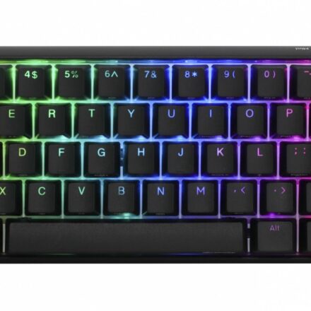 TECLADO MECANICO DUCKY ONE 3 MINI TECLAS NEGRAS INTERRUPTOR MARRON INGLES PBT DOBLE DISPARO SIN COSTURAS NEGRO Y BLANCO