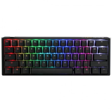 TECLADO MECANICO DUCKY ONE 3 MINI TECLAS NEGRAS INTERRUPTOR MARRON INGLES PBT DOBLE DISPARO SIN COSTURAS NEGRO Y BLANCO