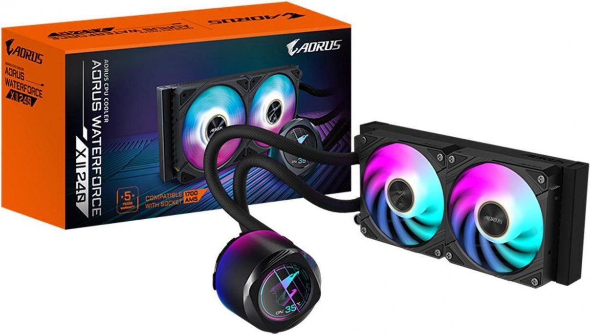 Water Cooler | GIGABYTE | AORUS WATERFORCE X II 240 | LCD y 2×120 mm ARGB Water Cooler | GIGABYTE | AORUS WATERFORCE X II 240 | LCD y 2×120 mm ARGB
