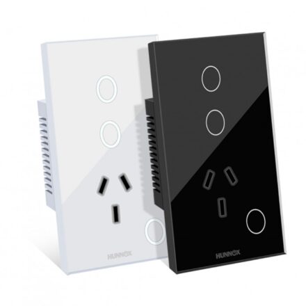 TOMACORRIENTE+TECLA HUNNOX SMART TACTIL 2 CANALES NEGRO