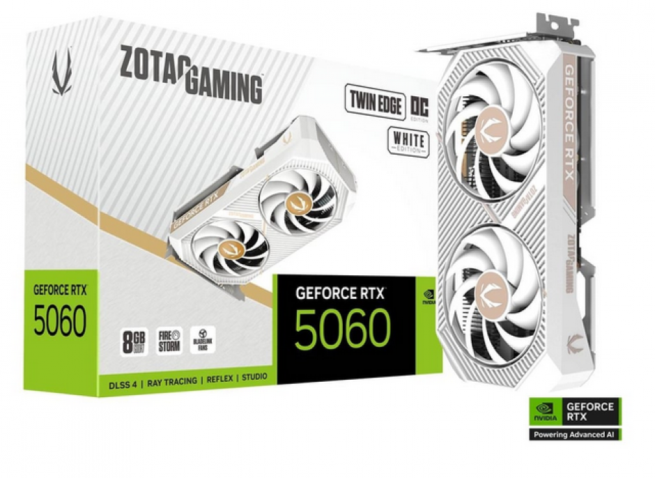 PLACA DE VIDEO ZOTAC RTX 5060 8GB TWIN EDGE OC WHITE PLACA DE VIDEO ZOTAC RTX 5060 8GB TWIN EDGE OC WHITE