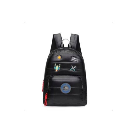 Mochila Trendy gamer negra | Nylon tipo puffer | Modelo 17630