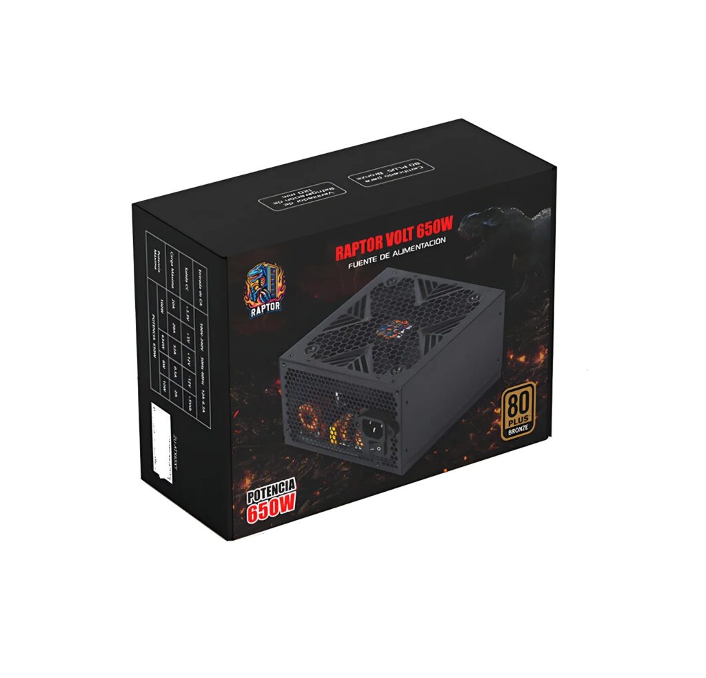Fuente Raptor Volt 650W | 80 Plus Bronze | 52A +12V | 2x PCIe | 6 SATA Fuente Raptor Volt 650W | 80 Plus Bronze | 52A +12V | 2x PCIe | 6 SATA