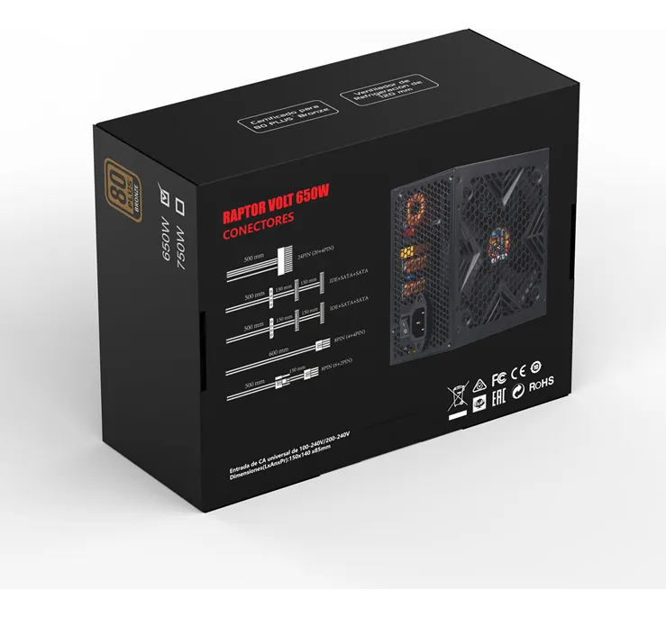 FUENTE RAPTOR VOLT 650W 80 PLUS BRONZE