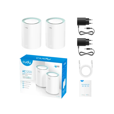 Router | Cudy | M1300 2-Pack | Mesh Wi‑Fi 5 AC1200 Gigabit Dual Band