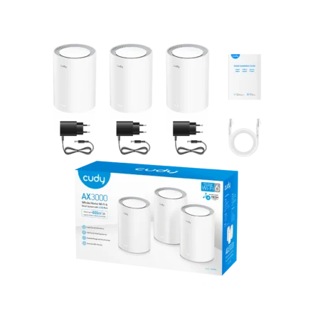 Router | Cudy M3000 3-Pack | Wi‑Fi 6 AX3000 Mesh con puerto 2.5G