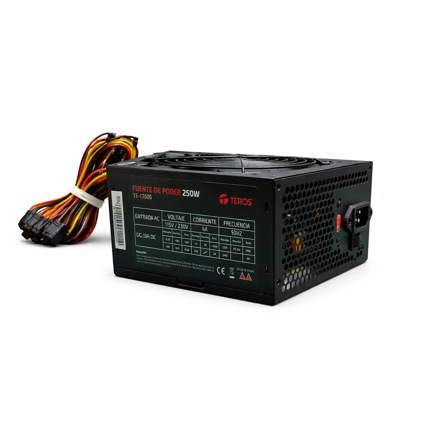 Fuente ATX | Teros | TE-1330S | 250W, fan 120 mm, conectores fijos Fuente ATX | Teros | TE-1330S | 250W, fan 120 mm, conectores fijos