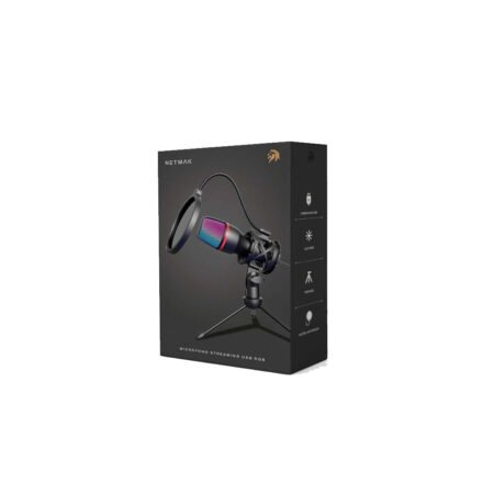 Micrófono Netmak NM-MS786 | USB RGB | Streaming Gamer | Trípode + Pop Filter