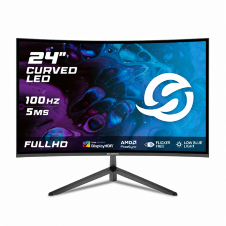 Monitor | Solarmax | 23.8" | Curvo | Full HD | 100 Hz | Frameless | Slim | HDMI VGA Monitor | Solarmax | 23.8" | Curvo | Full HD | 100 Hz | Frameless | Slim | HDMI VGA