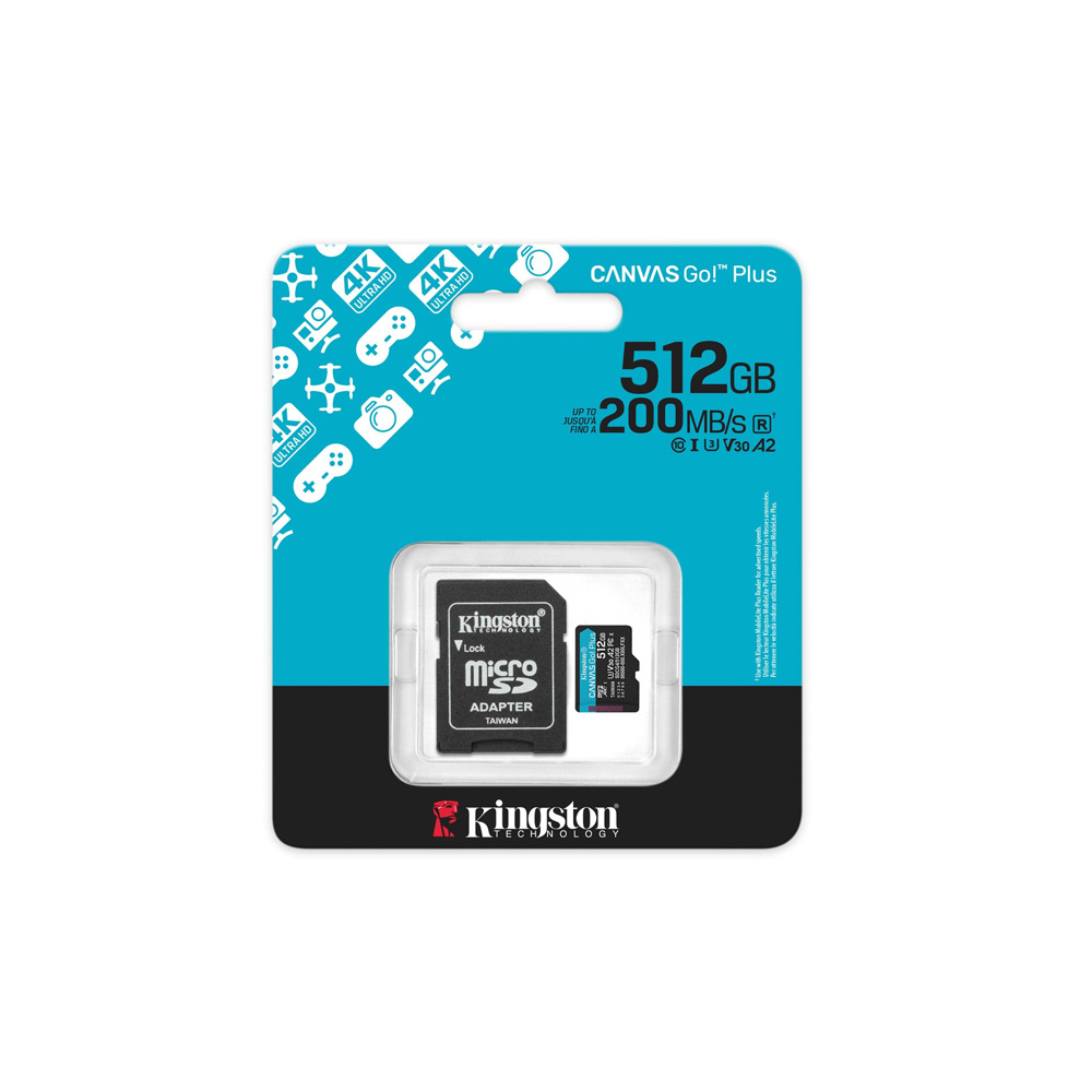 memoria | kingston | canvas go! plus 512gb | microsdxc v30 a2 memoria | kingston | canvas go! plus 512gb | microsdxc v30 a2