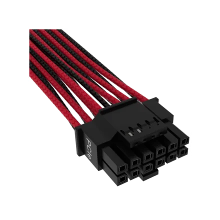 Cable con fundas individuales PCIe Gen 5 12V-2x6 de 600 W y 12 4 patillas con funda individual, Type 4, ROJO/NEGRO