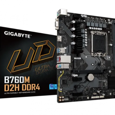 Motherboard | Gigabyte | B760M D2H DDR4 | B760 LGA1700 DDR4 2xM.2 mATX Motherboard | Gigabyte | B760M D2H DDR4 | B760 LGA1700 DDR4 2xM.2 mATX
