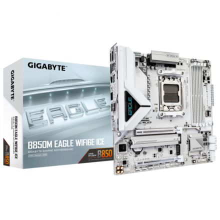 Motherboard | GIGABYTE | B850M EAGLE WIFI6E ICE | AM5 DDR5 Wi‑Fi 6E mATX Motherboard | GIGABYTE | B850M EAGLE WIFI6E ICE | AM5 DDR5 Wi‑Fi 6E mATX