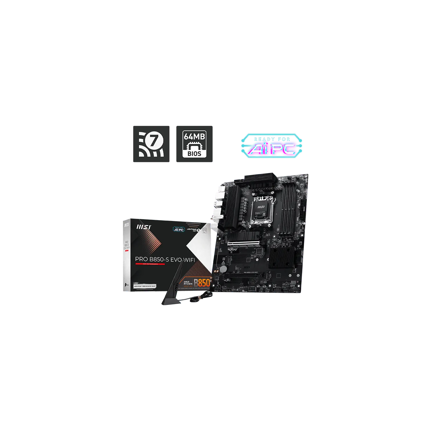 Placa madre | MSI | PRO B850-S EVO WIFI | AM5 DDR5 WiFi 7 ATX - 2 Placa madre | MSI | PRO B850-S EVO WIFI | AM5 DDR5 WiFi 7 ATX