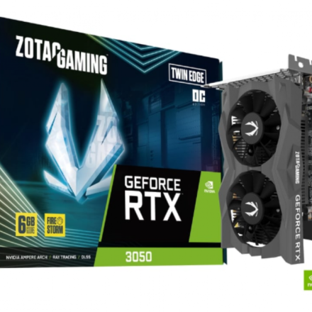 Placa de video | Zotac | RTX 3050 | 6GB GDDR6, PCIe 4.0, 4 salidas