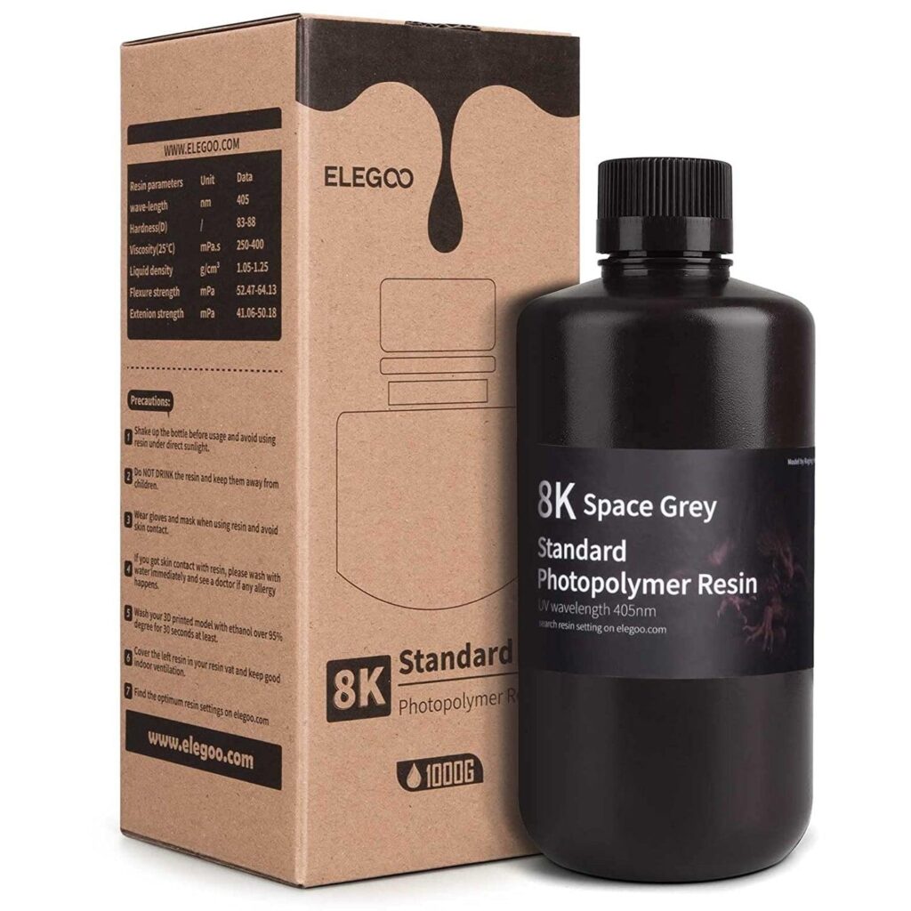 Resina 3D | ELEGOO | Standard 8K | 1kg Gris Espacial para LCD MSLA DLP