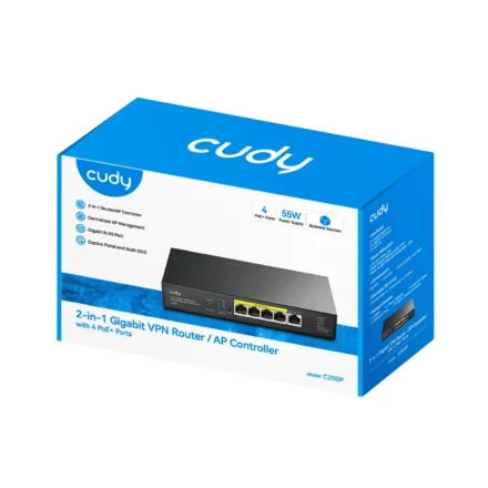 Router | Cudy | C200P 1.0 con 4 PoE+, VPN y gestión de 200 APs