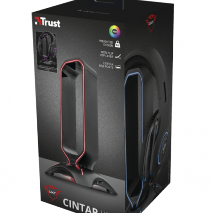 Soporte para auriculares RGB | Trust | GXT 265 | 2 USB 2.0 y cable 150 cm