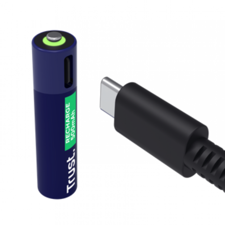 Pilas AAA recargables USB-C | Trust | 25671 | Pack x4 500 mAh 800 ciclos