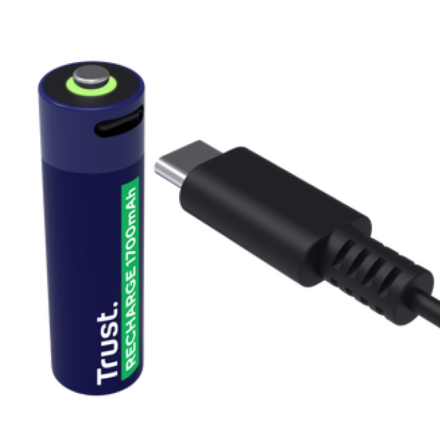 Pilas AA recargables | Trust | USB-C rechargeable AA 4-pack | 1700 mAh