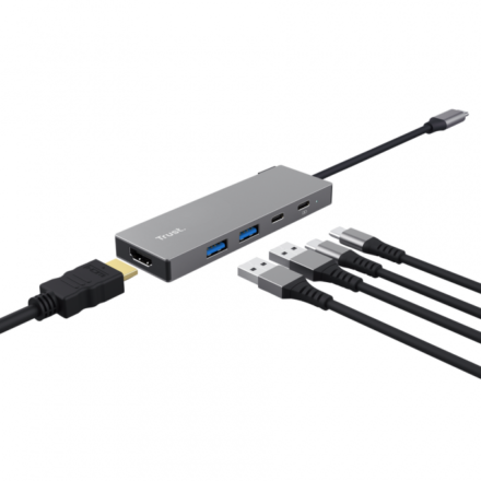 Adaptador USB-C | Trust Dalyx 26062 | 5 en 1 con HDMI, 2x USB-A y 100W