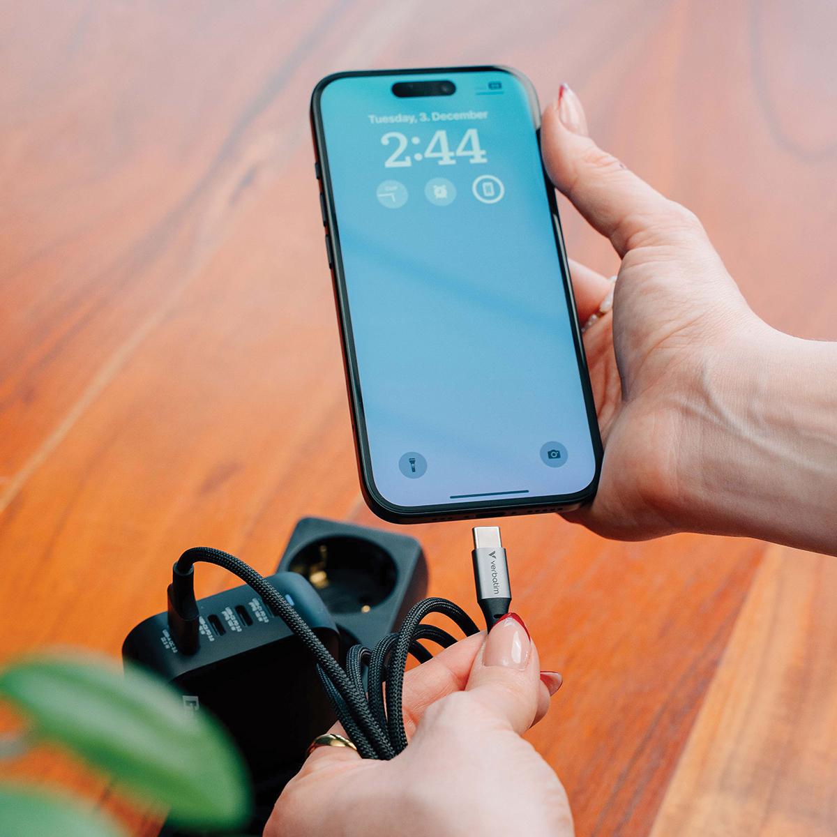 cable de carga y sincronización de datos usb c verbatim 31859 60w 120cm magnetico autoenrrollable, negro cable de carga y sincronización de datos usb c verbatim 31859 60w 120cm magnetico autoenrrollable, negro
