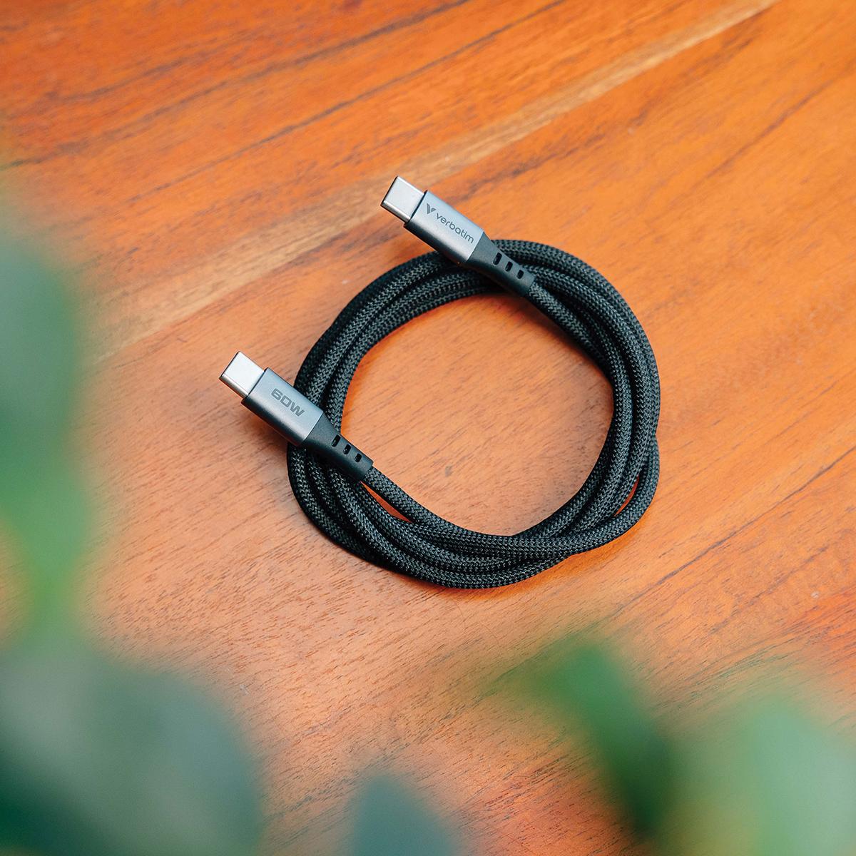 cable de carga y sincronización de datos usb c verbatim 31859 60w 120cm magnetico autoenrrollable, negro cable de carga y sincronización de datos usb c verbatim 31859 60w 120cm magnetico autoenrrollable, negro