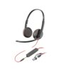 auricular con micrófono stereo poly blackwire 3225 + conector de 3.5 mm + adaptador usb c/a 8x229a6