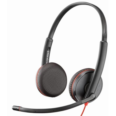 auricular con micrófono stereo poly blackwire 3225 + conector de 3.5 mm + adaptador usb c/a 8x229a6