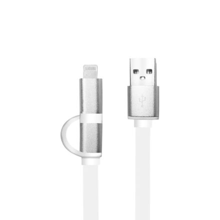 Cable | ARGOMTECH | ARG-CB-0058 | 2 en 1 Lightning + Micro USB 1 m blanco