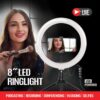 anillo de luz argomtech spotlight 9315 led con mini trípode estructura negro luz blanco cálido