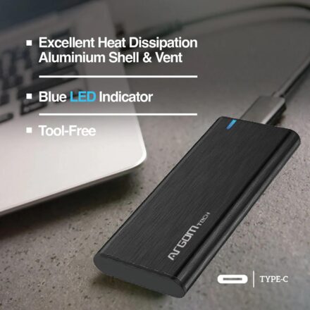 carry disk argomtech usb tipo c para ssd pci e nvme m.2 color negro