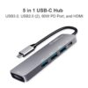 hub usb c argomtech 5 en 1 a00594 usb3.0/usb2.0/hdmi 4k/usbc color gris