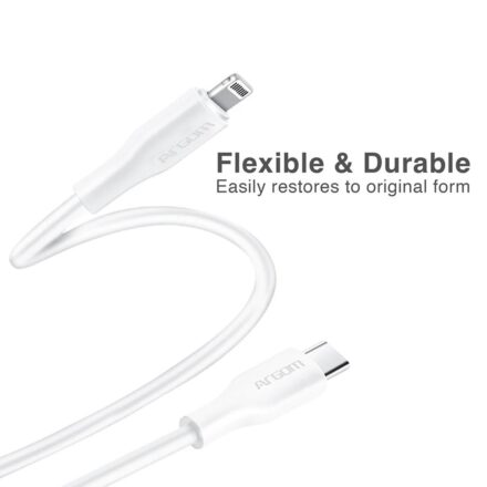 cable de silicona argomtech tipo c a lightning 30w de 1,8 m color blanco