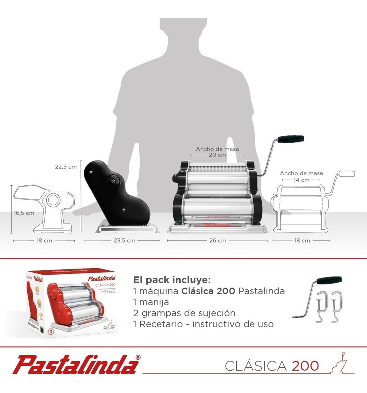 maquina de pastas pastalinda clásica 200 negro 20cm maquina de pastas pastalinda clásica 200 negro 20cm