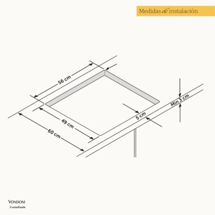 anafe eléctrico vitrocerámica empotrables de 60cm vondom c6465b negro
