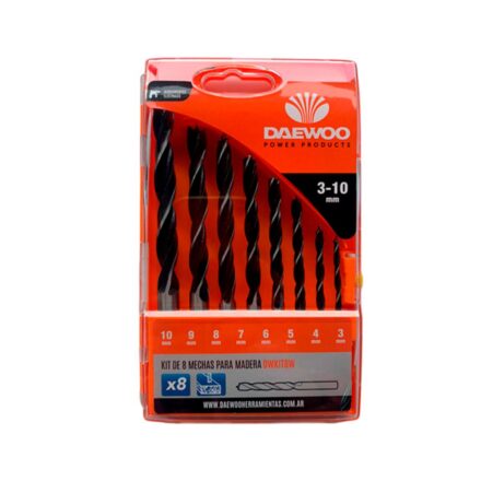 Kit de mechas para madera | DAEWOO | DWKIT8W | 8 piezas de 3 a 10 mm Kit de mechas para madera | DAEWOO | DWKIT8W | 8 piezas de 3 a 10 mm