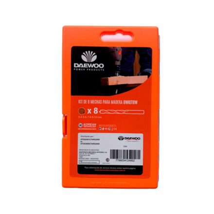 kit de 8 mechas daewoo dwkit8w para madera tamaños 3 al 10