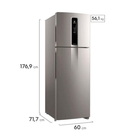 heladera no frost inverter 408l electrolux top freezer if43s plata