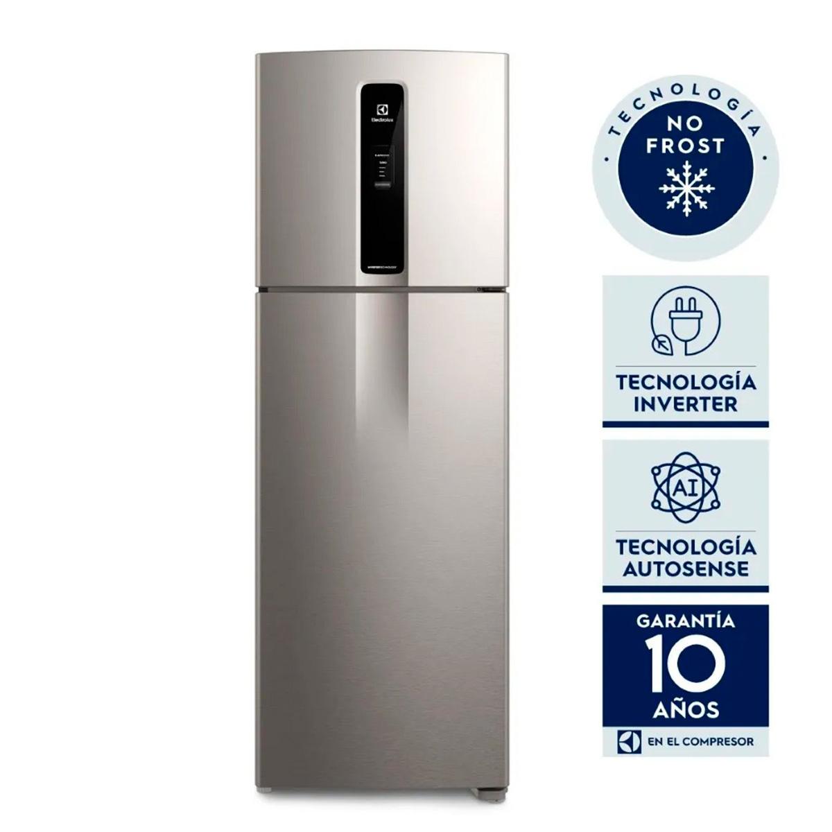 heladera no frost inverter 408l electrolux top freezer if43s plata heladera no frost inverter 408l electrolux top freezer if43s plata